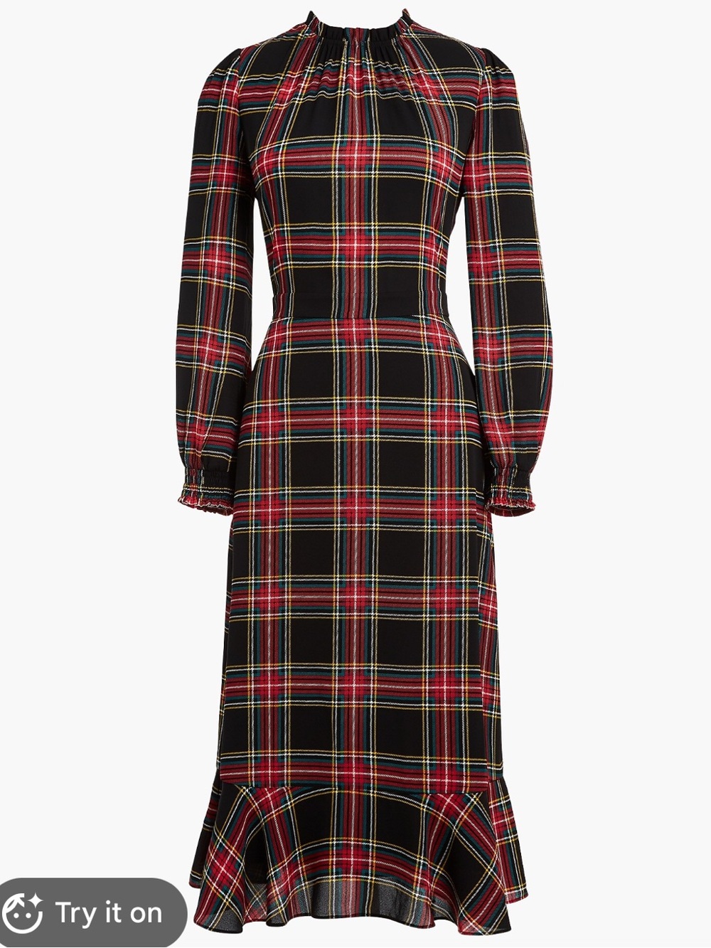 J. Crew Ruffleneck peasant dress plaid midi